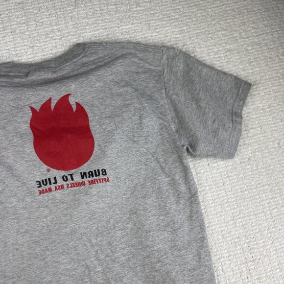 VTG Y2K Spitfire Shirt Mens Size Small Skate Live To Burn Grey T-shirt - Picture 15 of 16